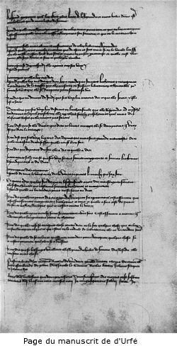 Page du manuscrit de d'Urf&eacute;